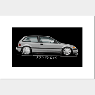 4th GEN CIVIC HATCHBACK EF EE JDM BLACK Posters and Art